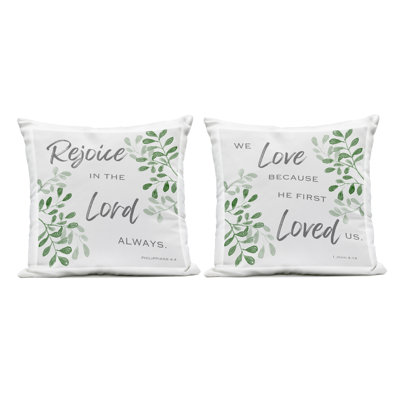 Stupell Industries Uplifting Prayers With Botanicals 2 Piece Outdoor Printed Pillow Set, Design By Marcus Prime In Green