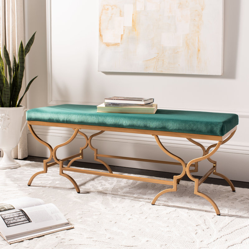 Rainn Linen Upholstered Bench, Emerald