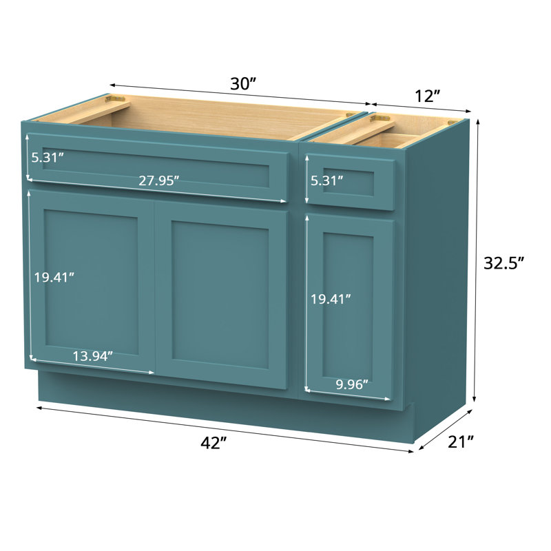 42 Single Bathroom Vanity Base Only, Teal