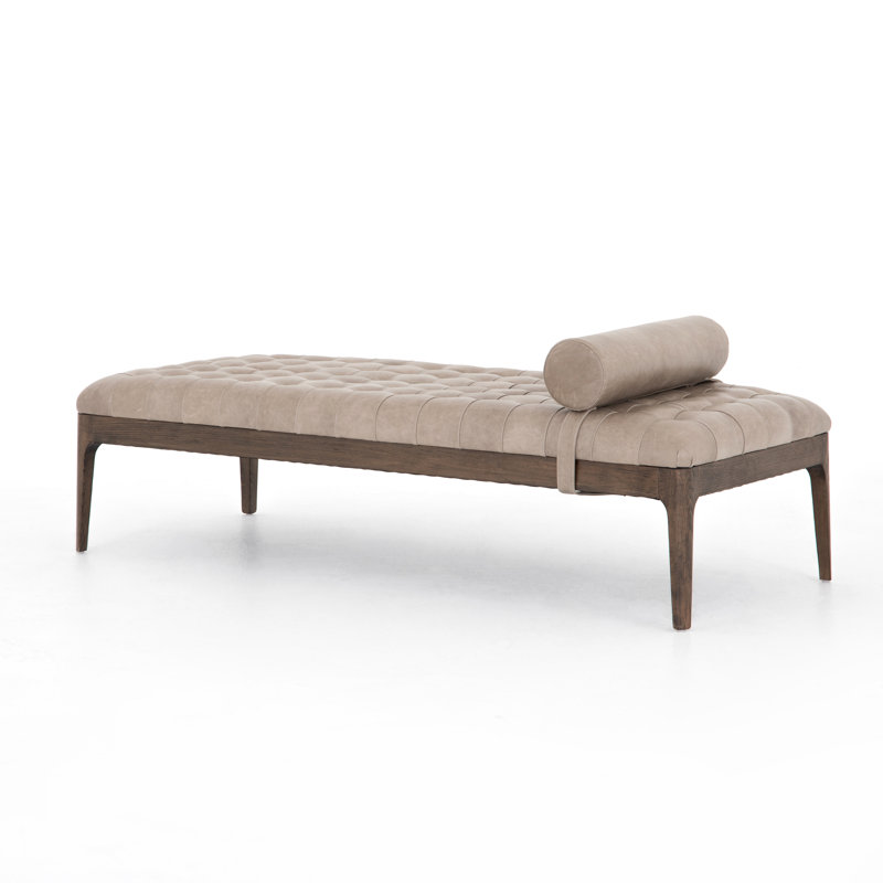 Joanna Leather Bench, Sonoma Black Genuine Leather