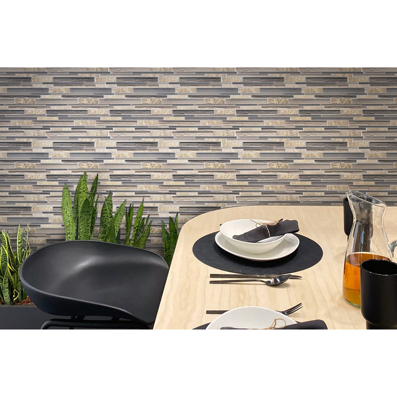 Random Sized Glass/Marble Brick Joint Mosaic Wall & Floor Tile, Gray
