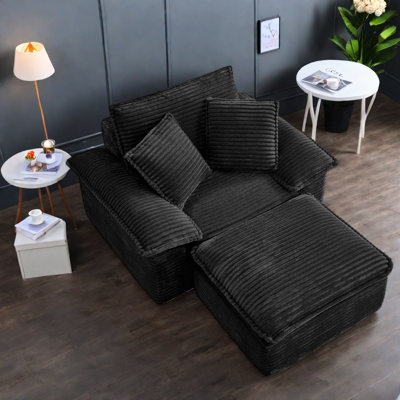 Compression Oversized Sectionals, Black Corduroy Modern Chair For Home