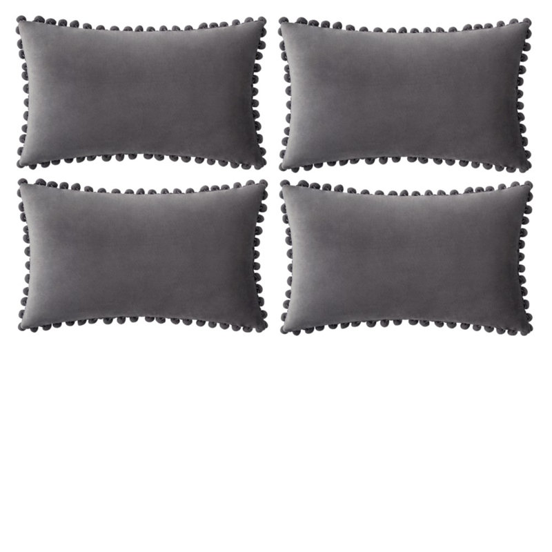 Housse de coussin en velours, Gris, Housse de coussin seulement - sans coussin, 14 po x 20 po