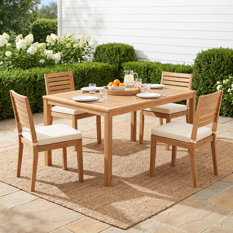 59"L Solid Teak Outdoor Dining Table