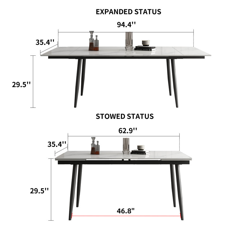 Expandable White Sintered Stone Dining Table And Chair Set, 11 Pieces: Table, 10 Chairs, Brown