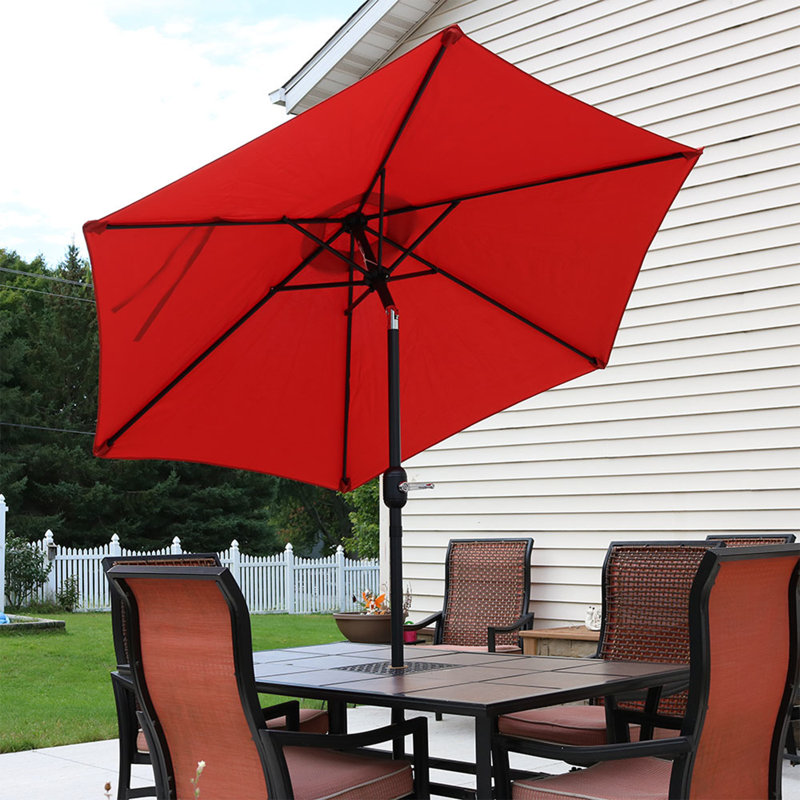 Parasol de marché de 7,5 pi avec inclinaison et manivelle - Orange brûlé Allport, H 84 po x l 90 po x P 90 po, Orange brûlé