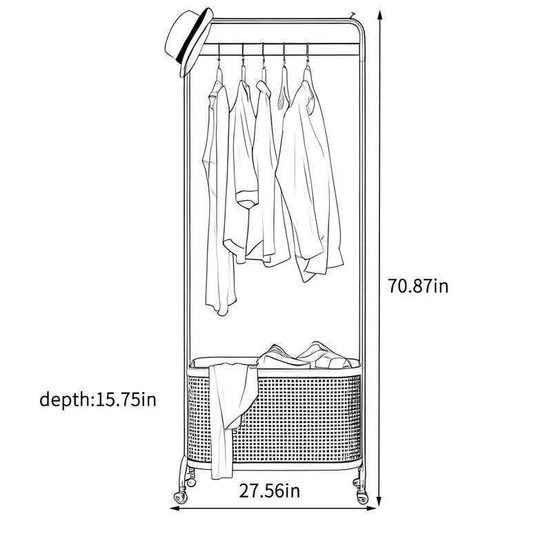 Stainless Steel Coat Rack Baskets Wheels