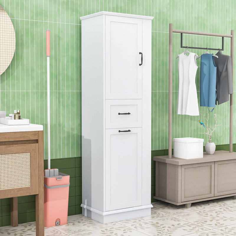 Armoire de rangement de salle de bain moderne avec tablettes réglables et charnières à fermeture en douceur, Blanc