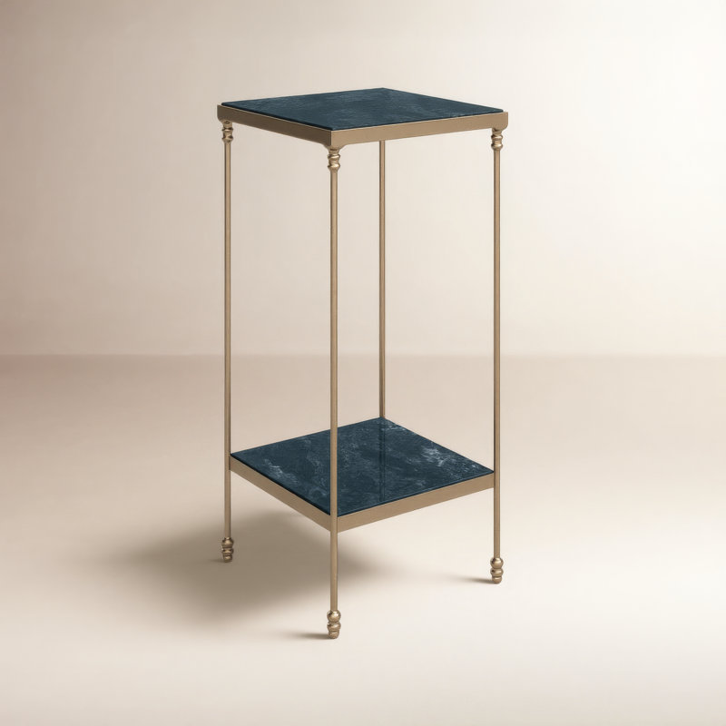 Larkin Marble & Iron Side Table, Green Marble/Gold