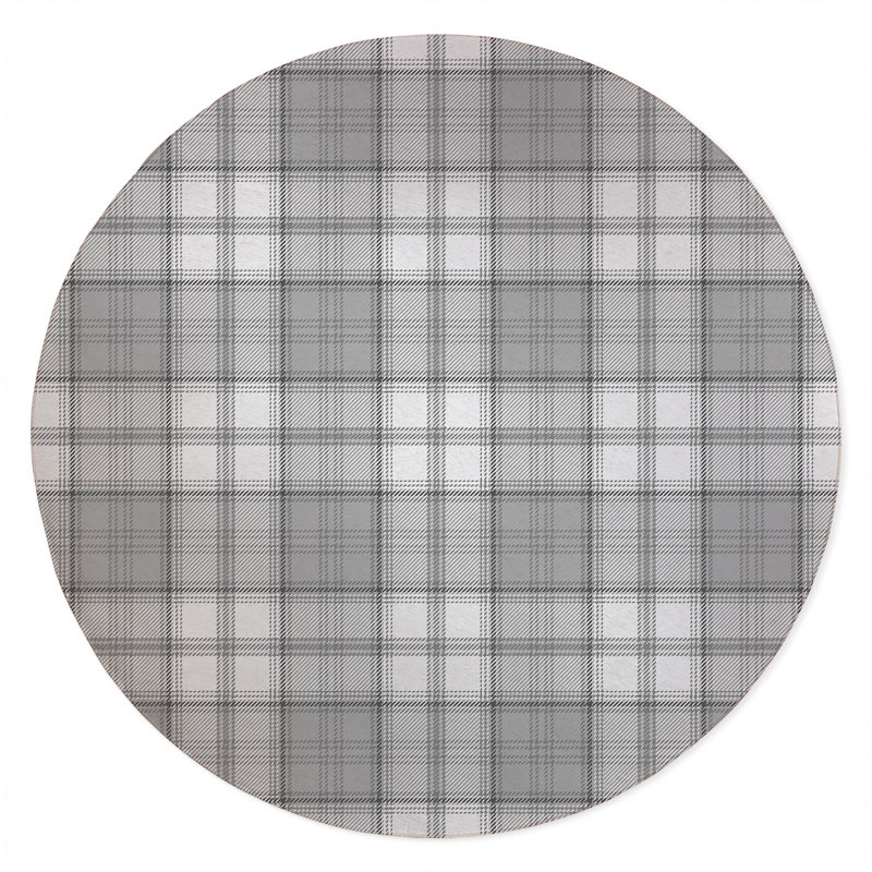 Bully Plaid Non-Slip Outdoor Rug, Round 5'