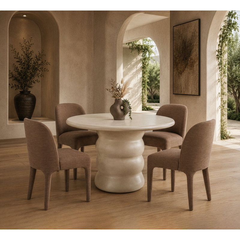 Table de salle à manger ronde moderne beige Sosso en fibre de verre