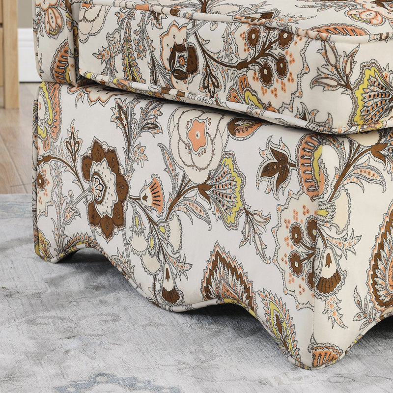 Chaise en flanelle simple avec assise souple, Motif floral brun bohémien
