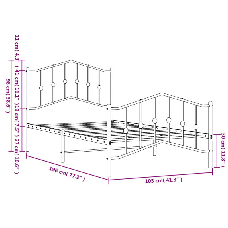 Agalia Metal Bed, Single (3')