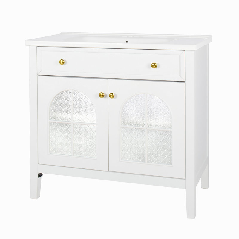 Armoire de salle de bain 35,6 ", seulement armoire, blanc, Blanc