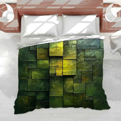 Édredon vert à texture abstraite et minimaliste