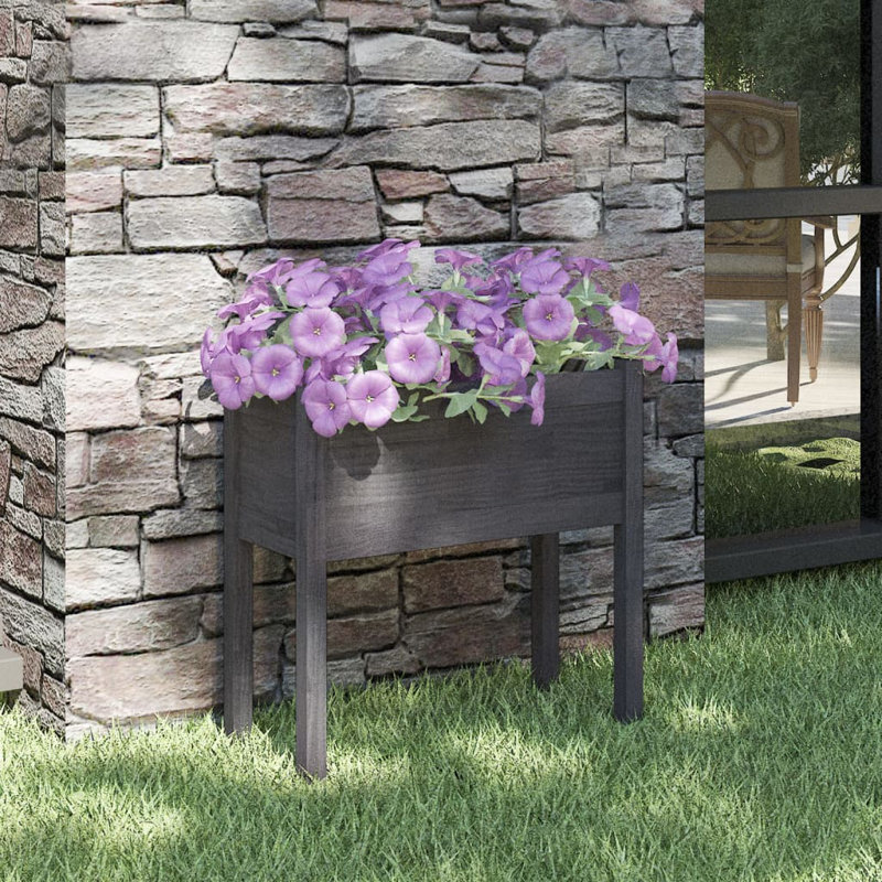 Wood Pot Planter, 27.6" H x 27.6" W x 12.2" D, Gray