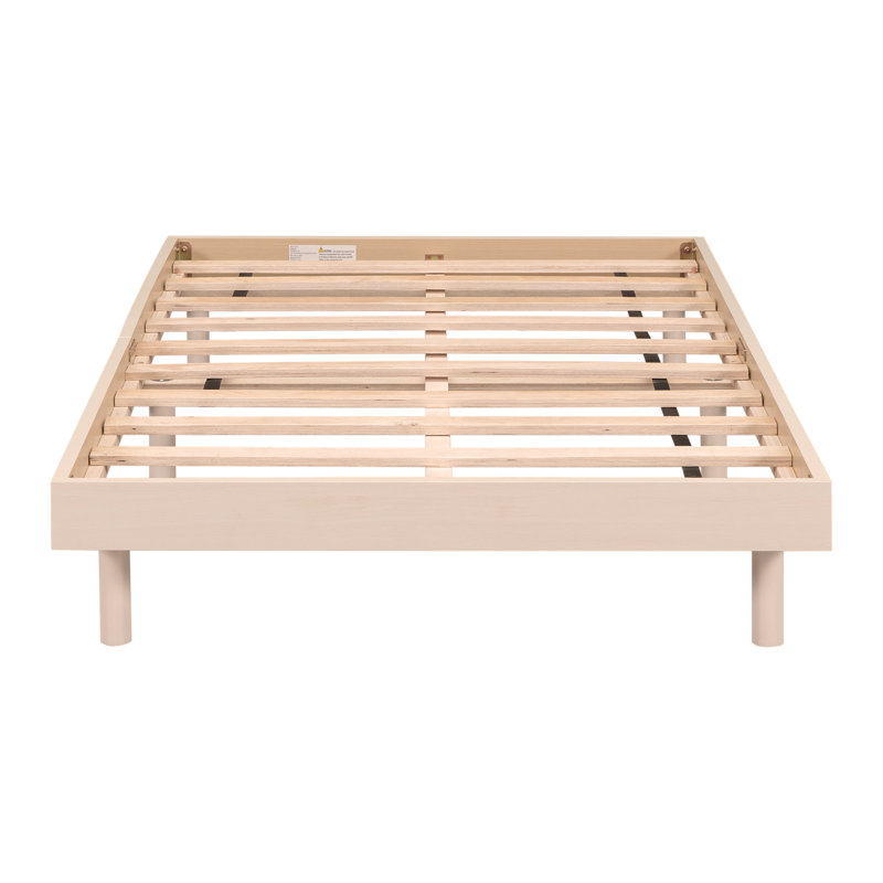 Modern Design Floating Platform Bed Frame, White Washed