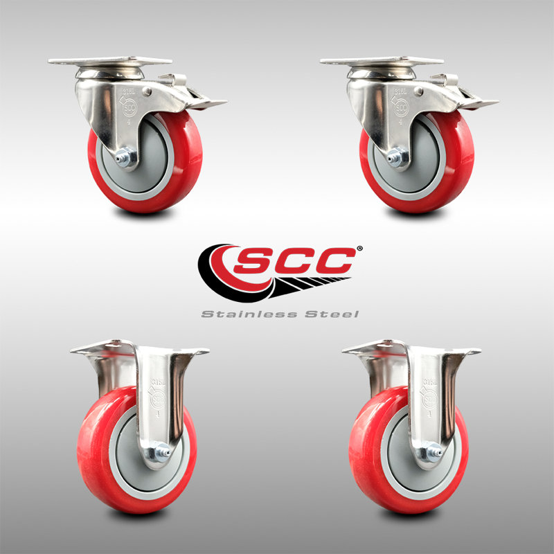 Polyurethane Casters, Red