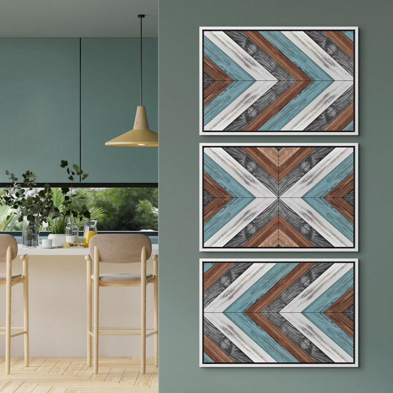 Geometric Western Shape " Western Decor Geometric Polygon Pattern Collage Abstract Shapes For Cabin Cottage " 3 - Pieces