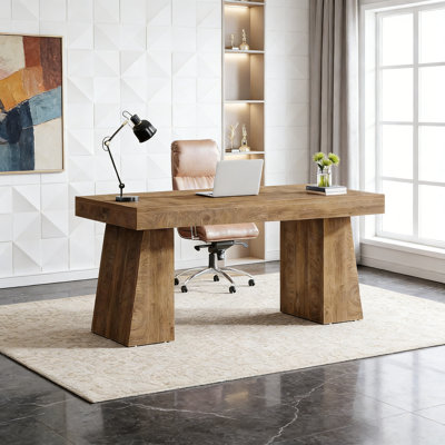 55" Executive Desk, Modern Wood Computer Desk For Home Office