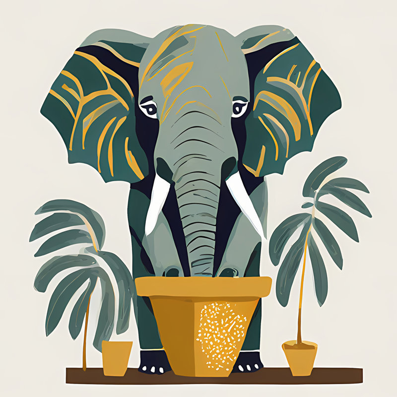Elephant Plant, 24" H x 24" W