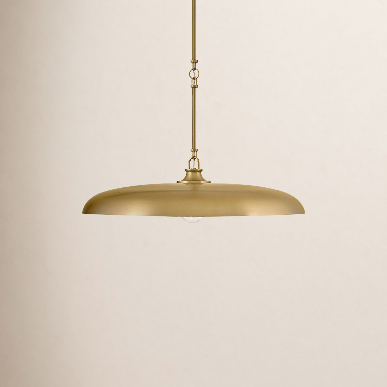 Hinkley Sadie Dimmable Single Light Pendant, Lacquered Brass, 8" H x 24" W x 24" D