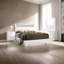Ensemble de chambre à coucher pour grand lit quatre pièces Cari, tête de lit à DEL avec tablette, bois blanc, rayures chromées-111030549