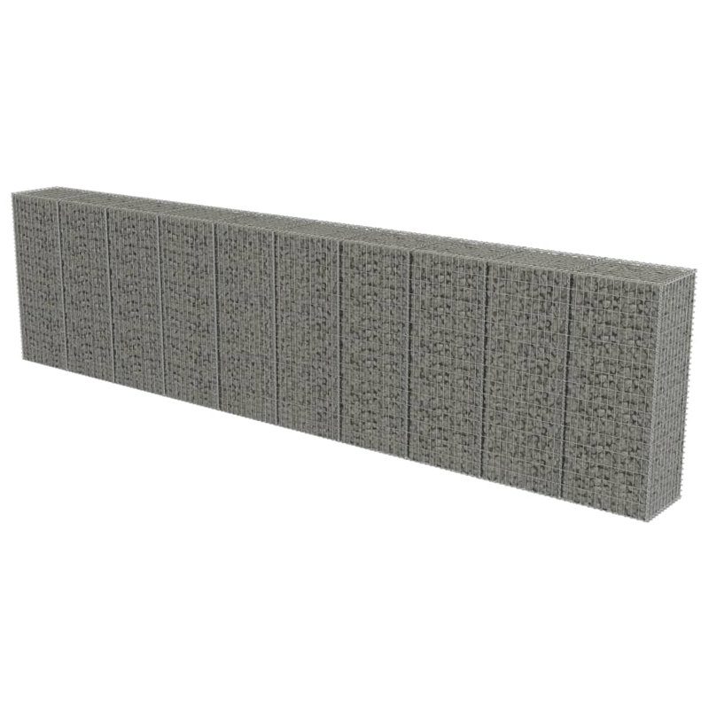 150cm H x 600cm W Silver Metal Gabion Wall
