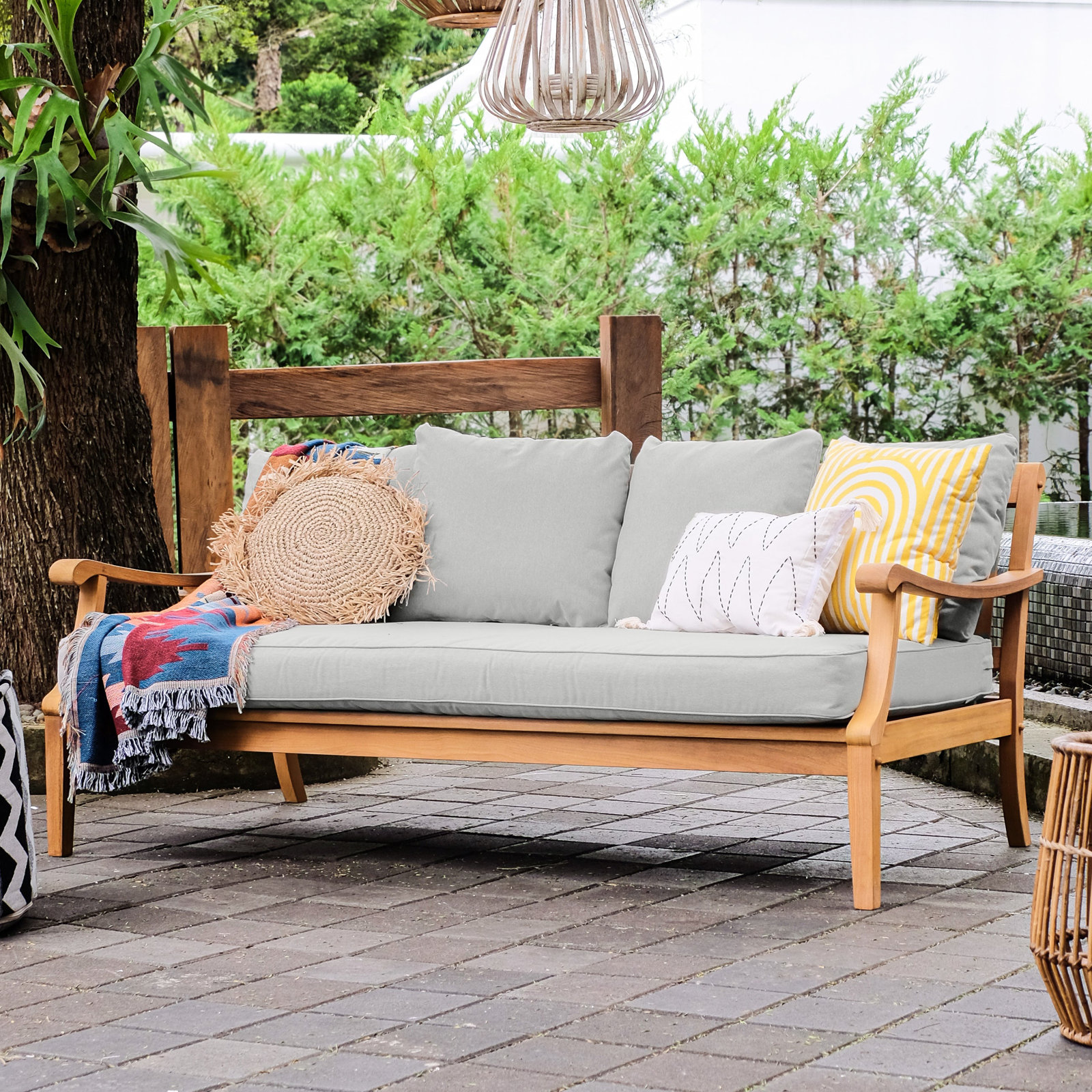 Arizona 69.5'' Wide Straight Teak Patio Daybed with Cushions