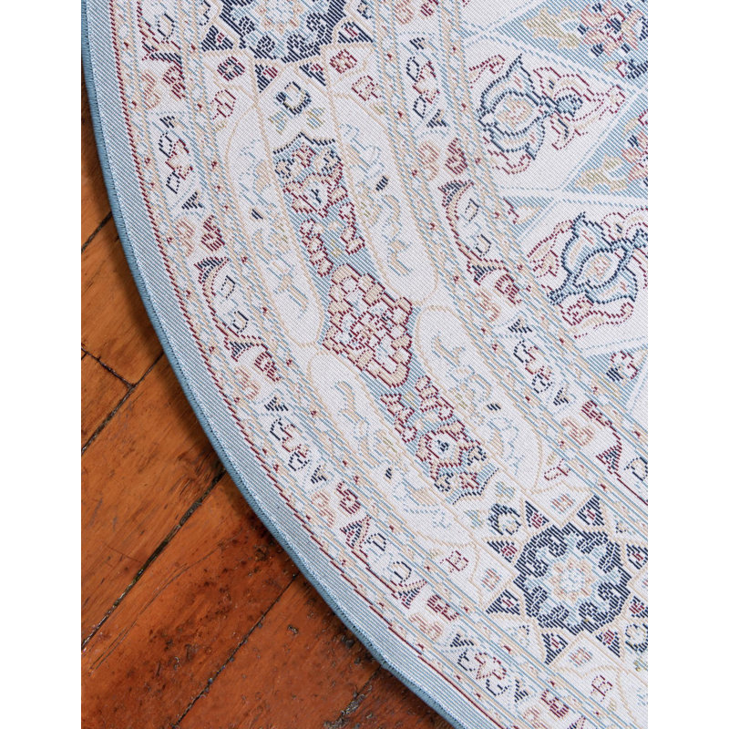 Tapis bleu Jackson Jackson, Rond 7 pi 1 po, Blue