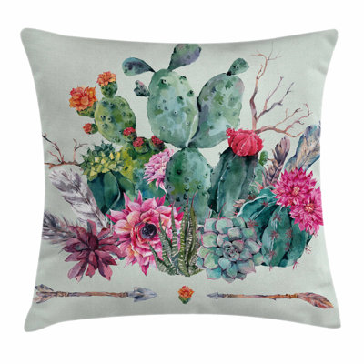 Cactus Thorny Blossoms Square Pillow Cover