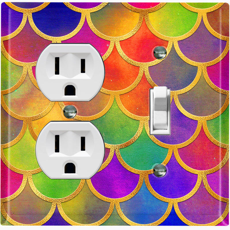 Plaque murale 2 bandes Mermaid, Orange / mauve / vert