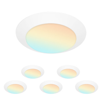 6 Pack 4 Inch LED Disk Lights,Dimmable Flush Mount Ceiling Lights, 5CCT, 90CRI, Low Profile Surface Mount Ceiling Lights for Bathroom,Bedroom