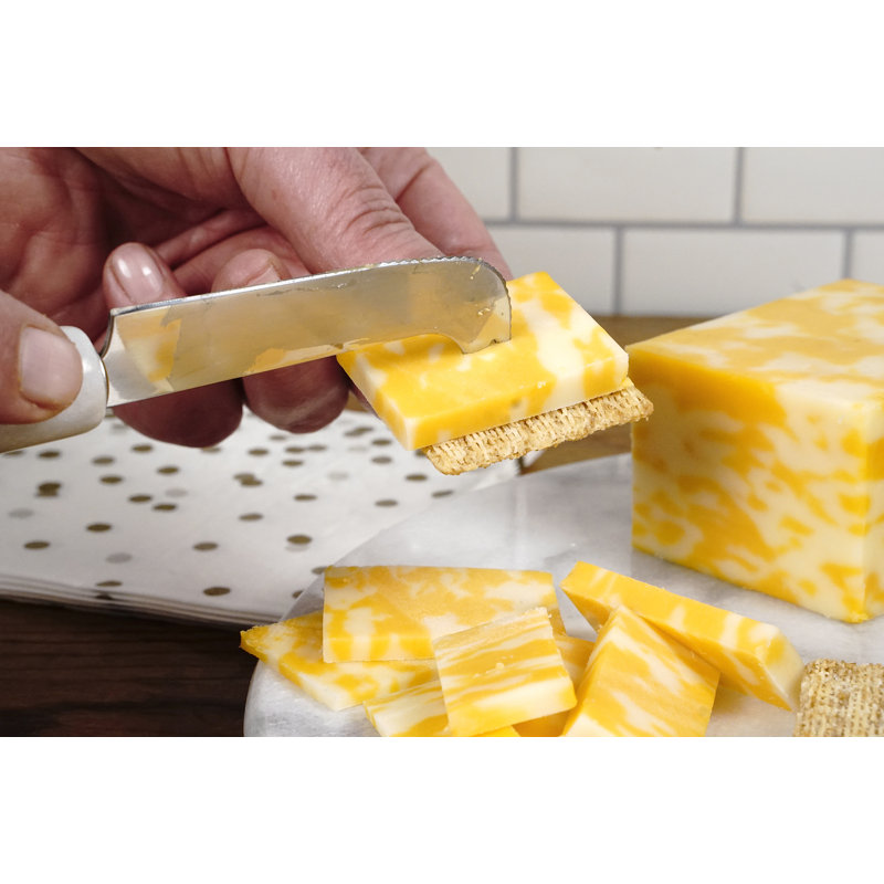 Planche à fromage et couteau en marbre Albertin, Blanc