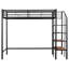 Lit mezzanine simple en métal noir avec rangement latéral et tablette supérieure - Conception moderne, construction facile à assembler, utilisation pratique-130833862