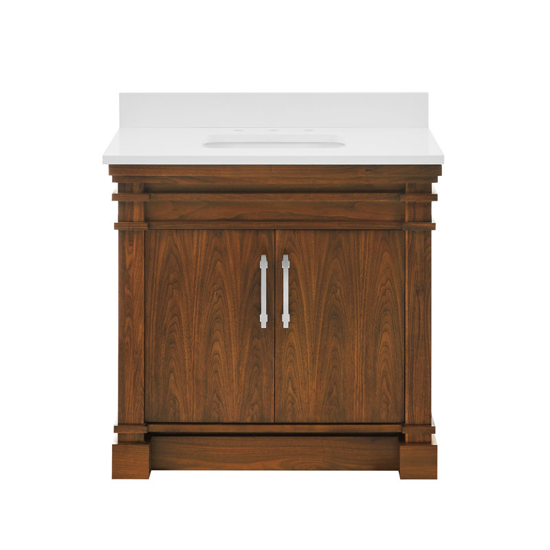 FLW Harmony 36 Wood Sink Vanity, Walnut, 36