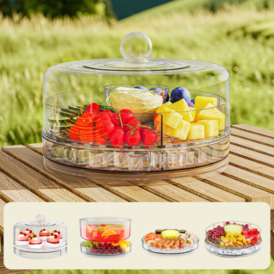 Présentoir à gâteaux recouvert d'acrylique (9,06 po de diamètre), plateau à biscuits multifonctionnel 6-en-1, bol à Smoothie et assiette à gâteau