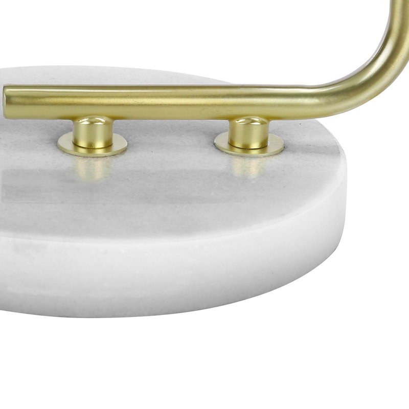 Lampe de table, 20 po, bras en métal, abat-jour cylindrique ivoire, base en marbre, Doré