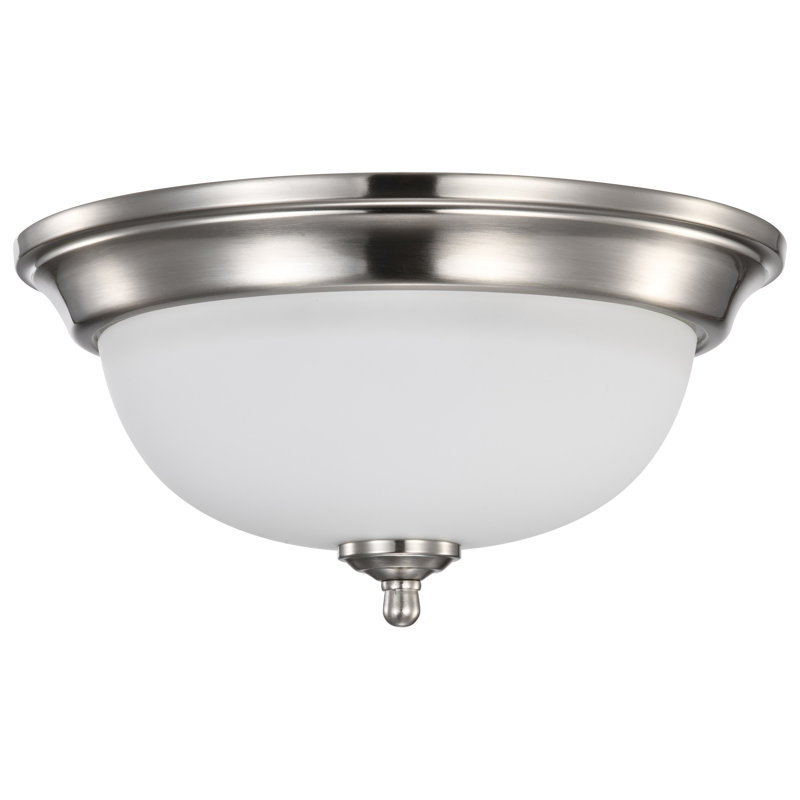 Plafonnier encastré en verre Megham, Nickel brossé, H 6,38 po x l 13 po x P 13 po