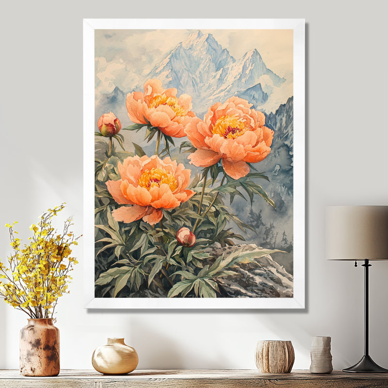 Goten - Floral Canvas Wall Art, H 32 po x l 24 po, Reproduction encadrée d'une seule photo, Blanc