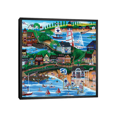 Old New England Seaside 4th Of July Celebration by Cheryl Bartley - Painting on Canvas