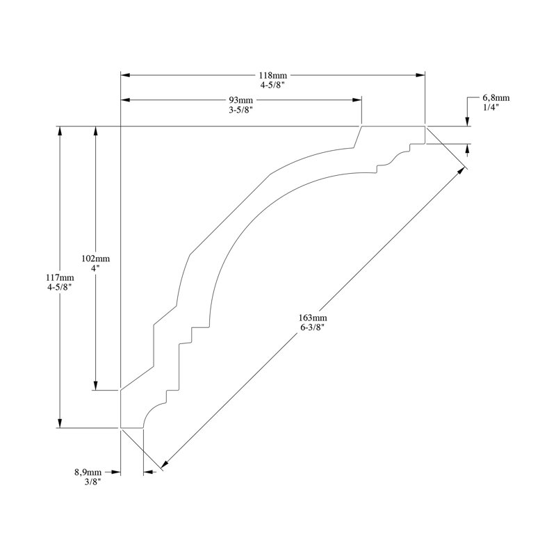 4.63'' H x 78.75'' W x 2.75'' D Plastic Crown