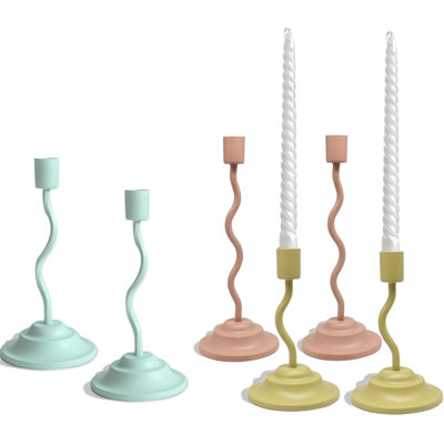 6pcs Colorful Metal Candlestick Holder Set