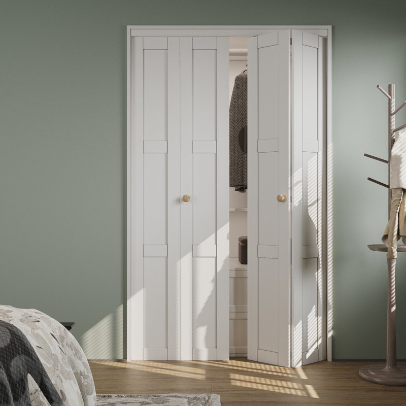 Panel Solid Wood Bi-Fold Door with Installation Hardware Kit, 48" x 80"