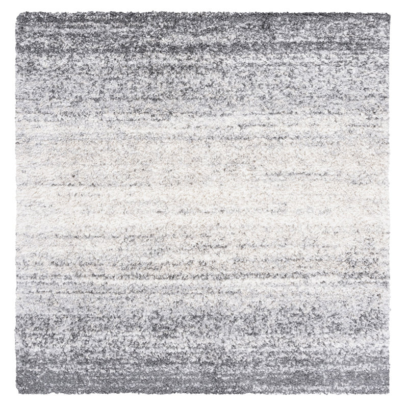 Mena Abstract Black/Gray Area Rug, Square 6'7"
