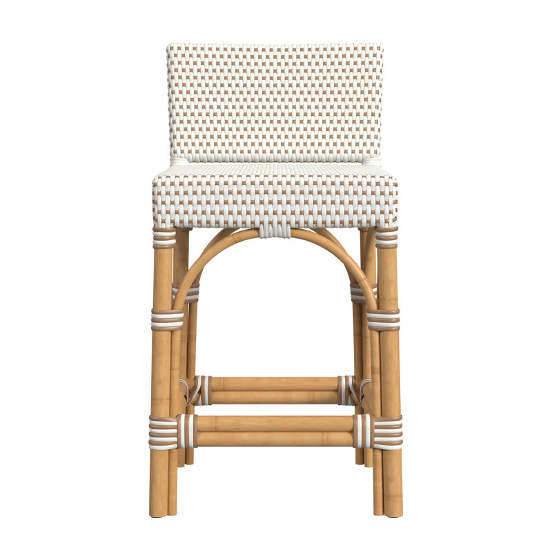 Amalfi 24.5 in. Seat Height Outdoor Counter Stool, Beige/White, White/Black