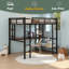 Lit mezzanine double en métal et panneau de fibres à densité moyenne avec long bureau et tablettes