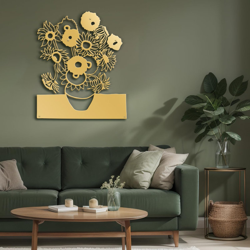 Décoration murale en métal, H 36 po x l 36 po x P 0,05 po, Or
