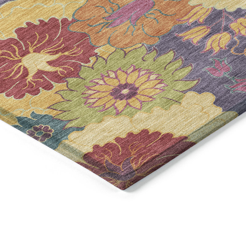 Machine Washable Indoor/Outdoor Chantille ACN2293 Floral Rug, Rectangle 3' x 5'