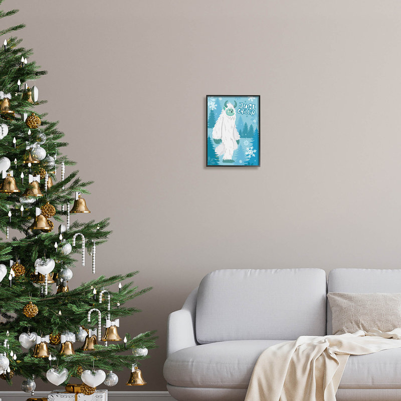 Just Chillin Funny Winter at-234, Giclée encadrée noir minuit, H 14 po x l 11 po x P 1,5 po